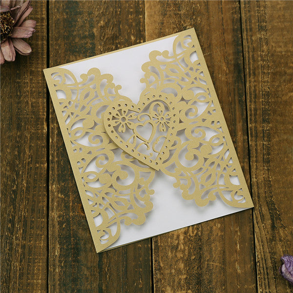 Affordable gold laser cut heart-shaped wedding invitations LC037_2