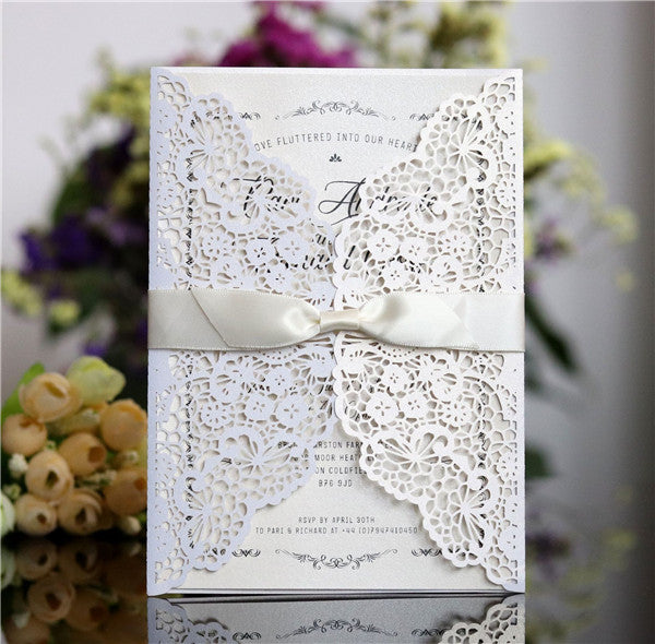 Beautiful tiffany blue laser cut wedding invitations with satin ribbons LC064_3