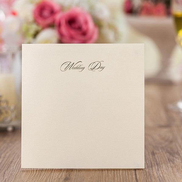 Charming red and white laser cut wedding invitations with cute bow ribbons LC025_3
