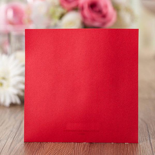 Charming red and white laser cut wedding invitations with cute bow ribbons LC025_6