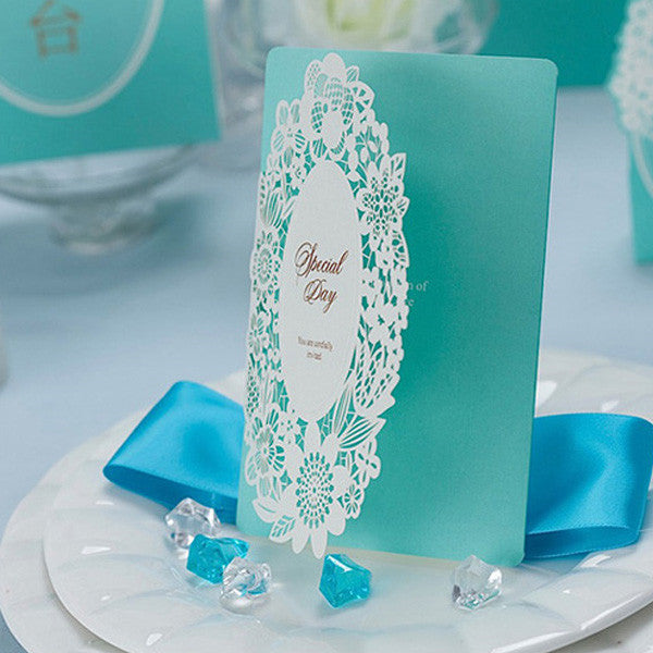 Classic tiffany blue laser cut lace wedding invitations LC016_5