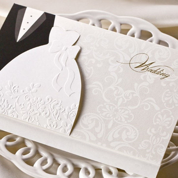 Creative groom bride sketch wedding invitation LC082 (4)