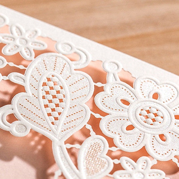 Cute and romantic white laser cut wedding invitations LC021_4