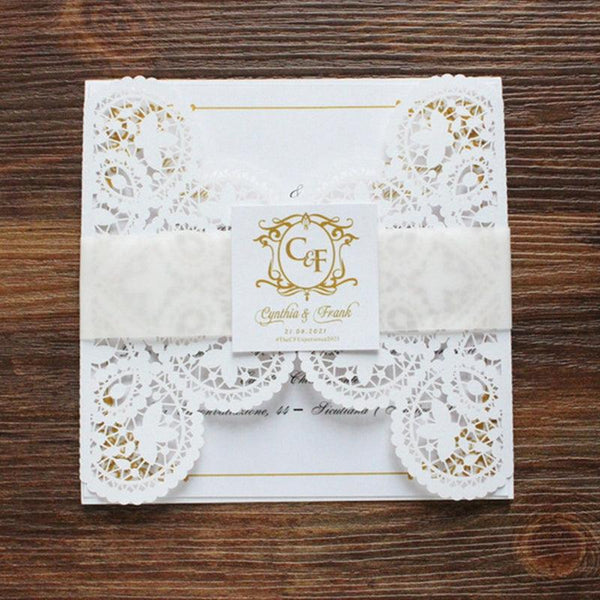 Elegant Floral Wedding Invitation With Transparent Belly Band
