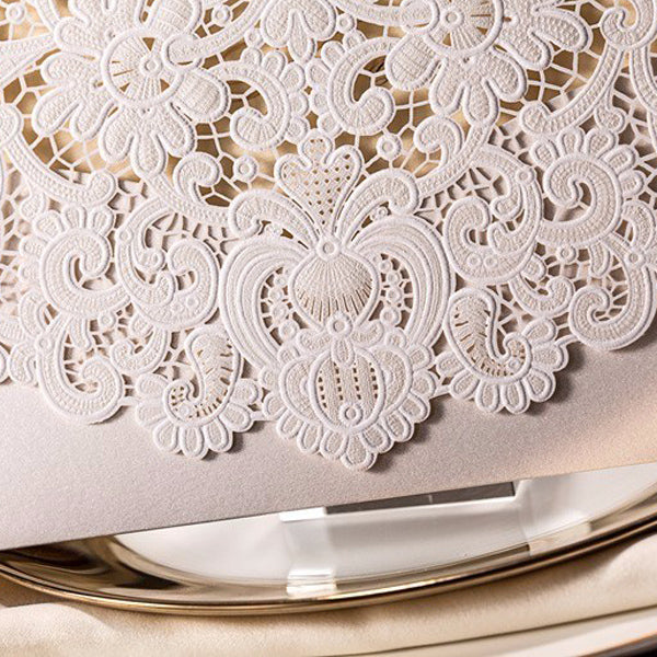 Elegant ivory lace detailed laser cut wedding invitations LC001_5