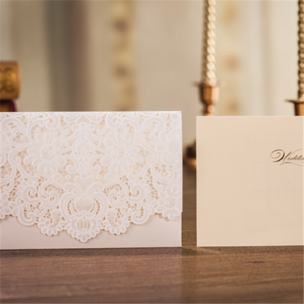 Elegant ivory lace detailed laser cut wedding invitations LC001_6