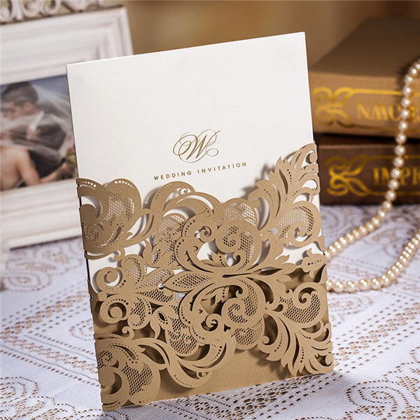 Exquisite and vintage gold laser cut wedding invitations LC006_2