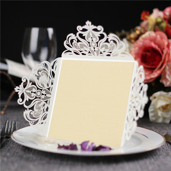 Exquisite charming white laser cut wedding invitations LC048_2