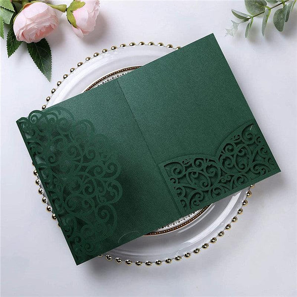 Forest Green Spring Laser Cut Wedding Invitations (1)