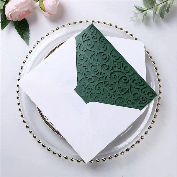 Forest Green Spring Laser Cut Wedding Invitations (2)