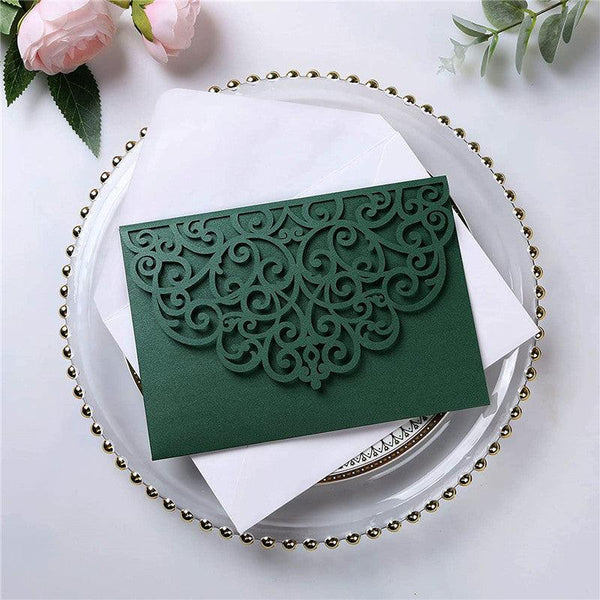 Forest Green Spring Laser Cut Wedding Invitations (3)