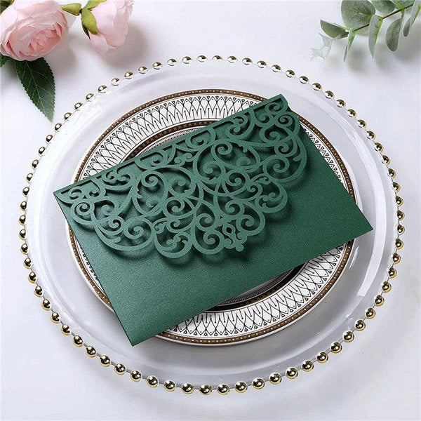 Forest Green Spring Laser Cut Wedding Invitations (4)