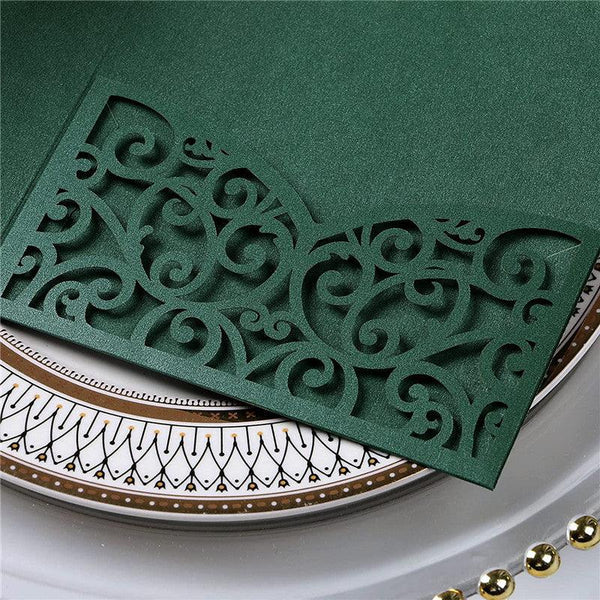 Forest Green Spring Laser Cut Wedding Invitations (5)