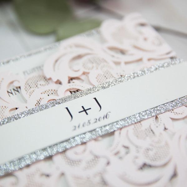 Glitter Silver Elegant and Classic Fold Invitation Laser Cut (2)