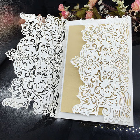 Luxury and graceful laser cut custom-made wedding invitations LC070_1