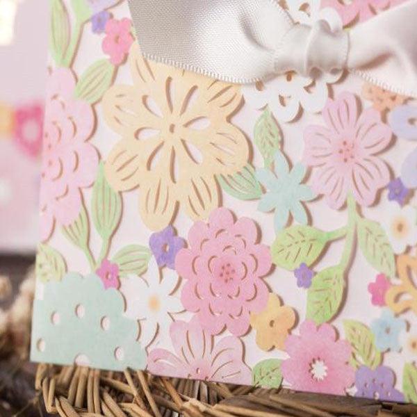 Refreshing colorful laser cut wedding inviation with ribbon LC080 (3)