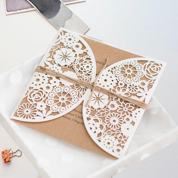 Rustic Kraft Lasercut Fold Invitation (1)