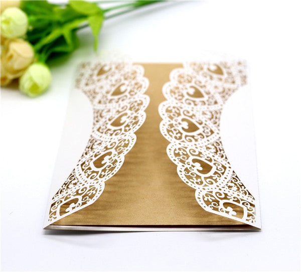 Rustic and country lace laser cut wedding invitations with hemp cord LC055_2