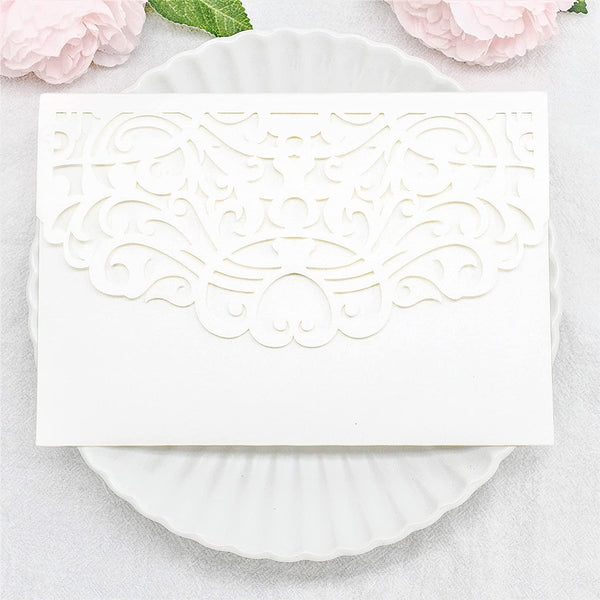 Seal Floral Laser Cut Wedding Invitations with Pockets (1)