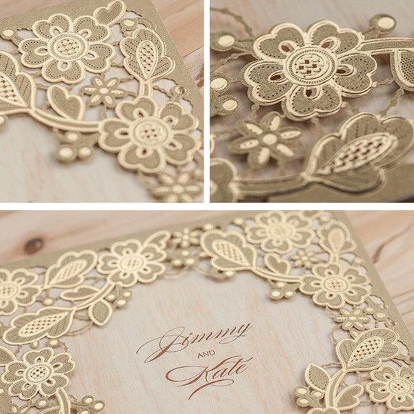 Shiny vintage brown laser cut wedding invitations LC020_6
