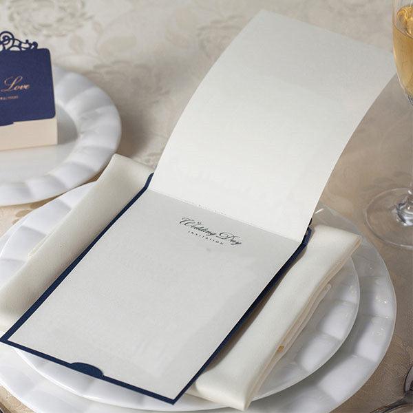 Stylish and chic navy blue laser cut wedding invitations with gem detail LC081 (2)