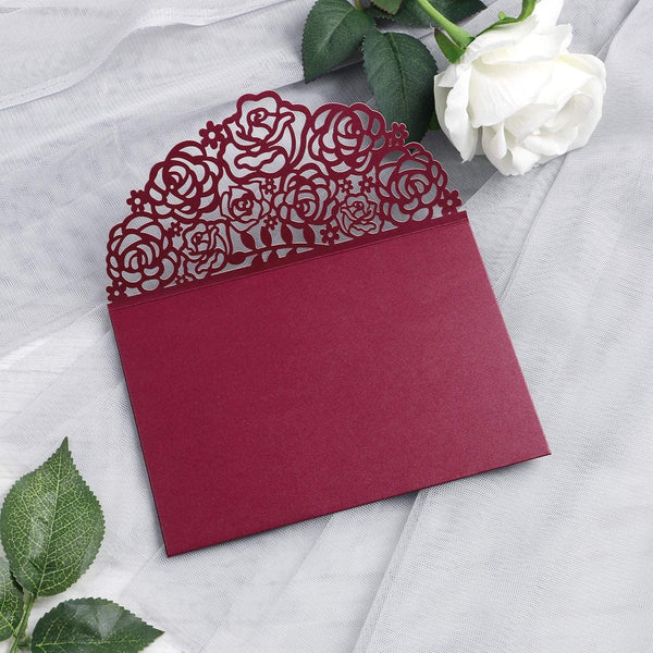 Tri-fold Laser Cut Wedding Invitation with Pocket for Wedding and Bridal Shower (3)