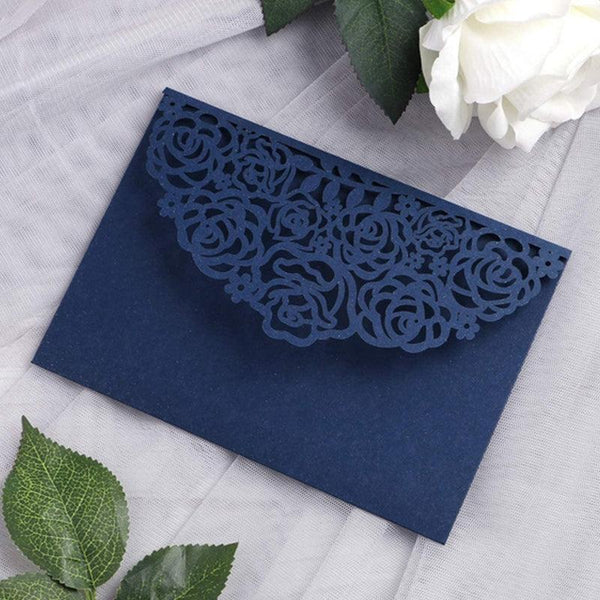 Tri-folded Laser Cut Wedding Invitation with Pocket