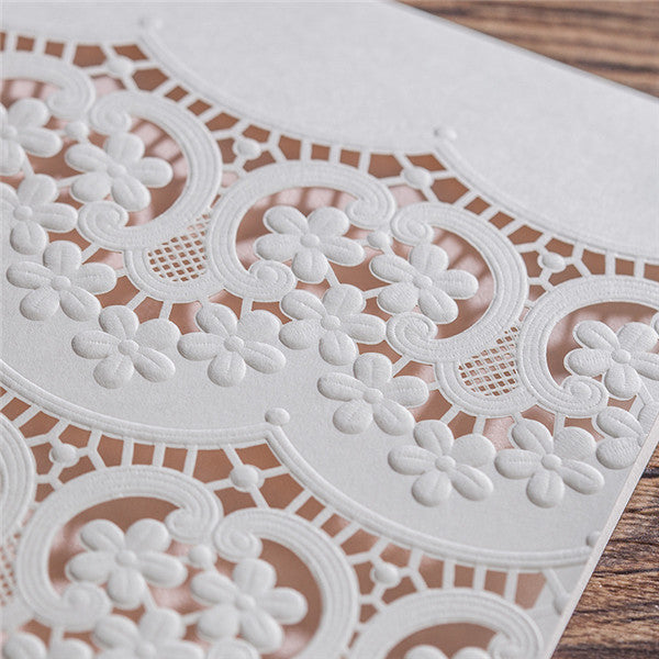 Unique white lace laser cut wedding invitations LC031_5