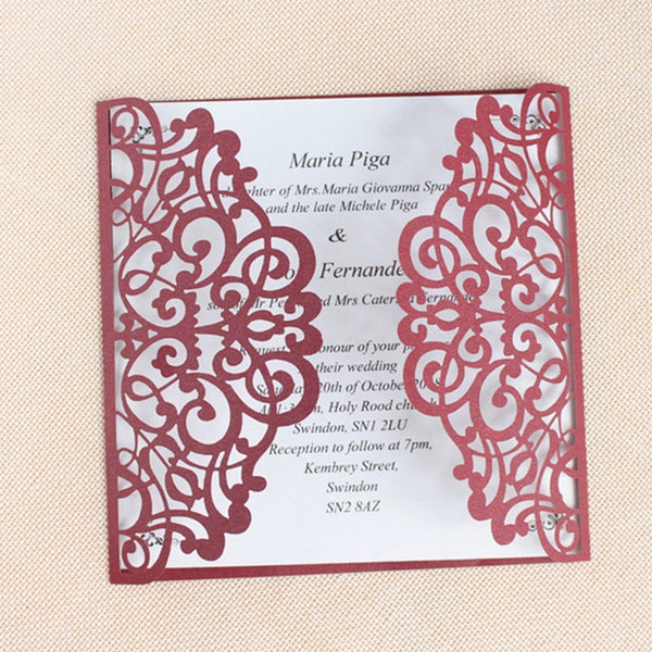 burgundy laser cut wedding invitations for fall and winter (1)