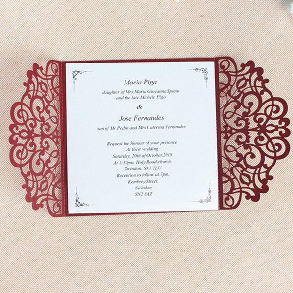 burgundy laser cut wedding invitations for fall and winter (2)