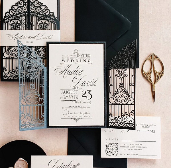 vintage gatsby laser cut Wedding invites (2)