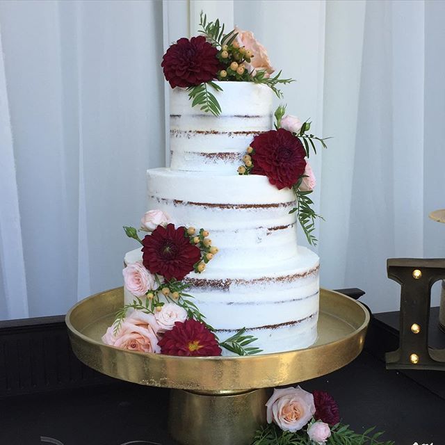 Fall Wedding - Burgundy Bridesmaid Dresses and Naked Wedding Cake with Burgundy  Flowers - ColorsBridesmaid