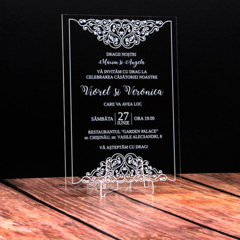 Clear Acrylic Wedding Invitations With Arabic Ornament A012