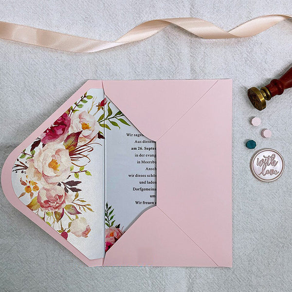 Clear Pink Watercolor Floral Acrylic Wedding Invitations A035