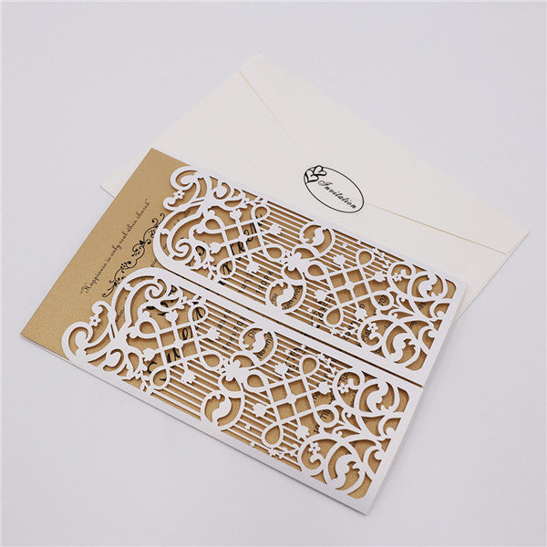 Affordable and vintage laser cut wedding invitations with door design LC038_5