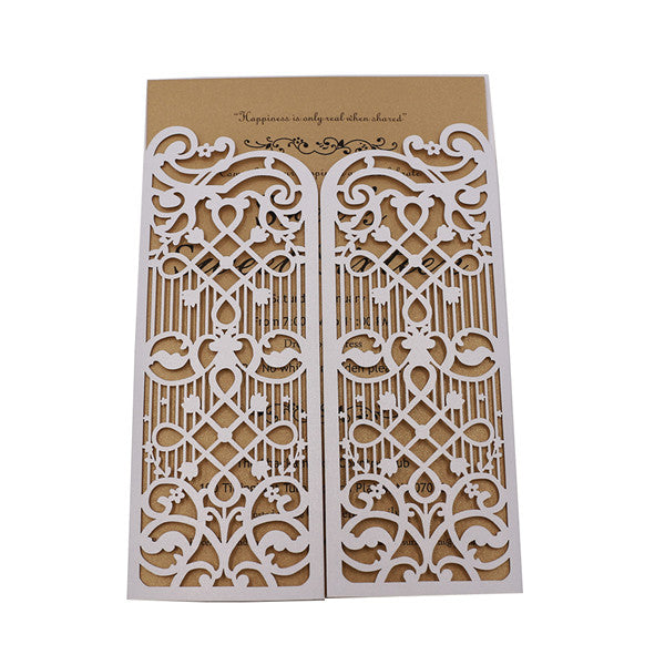 Affordable and vintage laser cut wedding invitations with door design LC038_6