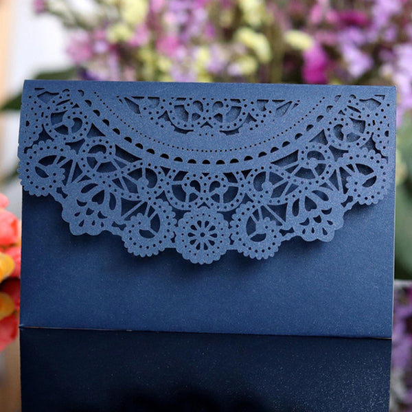 Blue and White Laser Cut Wedding Invitation Cards (1)