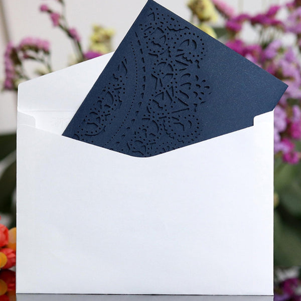 Blue and White Laser Cut Wedding Invitation Cards (2)