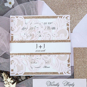 Blush Wedding Invitations, laser cut blush gold elegant wedding invitation (1)