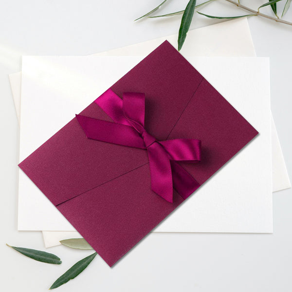 Burgundy Wedding Invitations Cards with Envelopes Ribbons for Wedding (2)