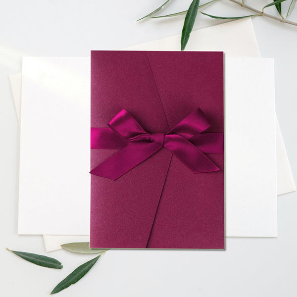 Burgundy Wedding Invitations Cards with Envelopes Ribbons for Wedding (5)
