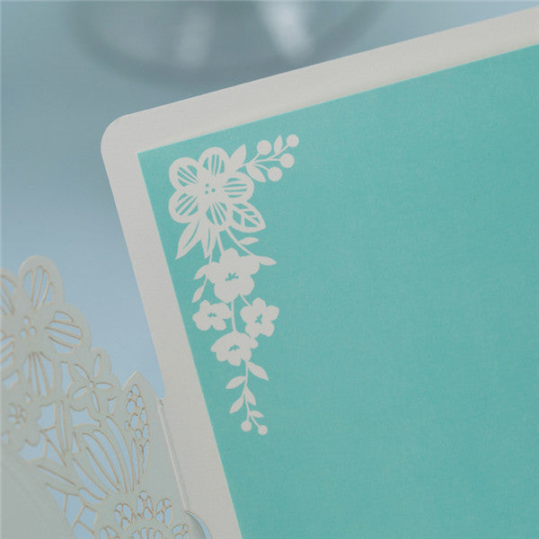 Classic tiffany blue laser cut lace wedding invitations LC016_2