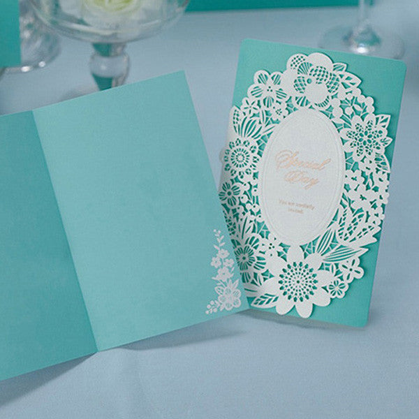 Classic tiffany blue laser cut lace wedding invitations LC016_6