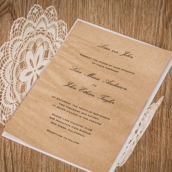 Creative White Floral Laser Cut Wedding Invitations (2)