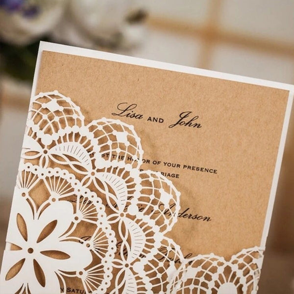 Creative White Floral Laser Cut Wedding Invitations (3)