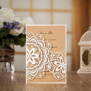 Creative White Floral Laser Cut Wedding Invitations