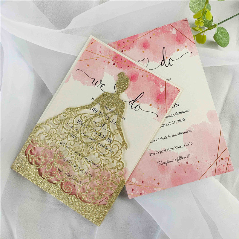 Customizable Gold Glittery Bridal Shower and Quinceanera