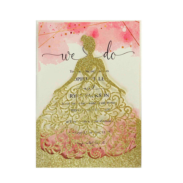 Customizable Gold Glittery Bridal Shower and Quinceanera Invitations Lcz068 (3)