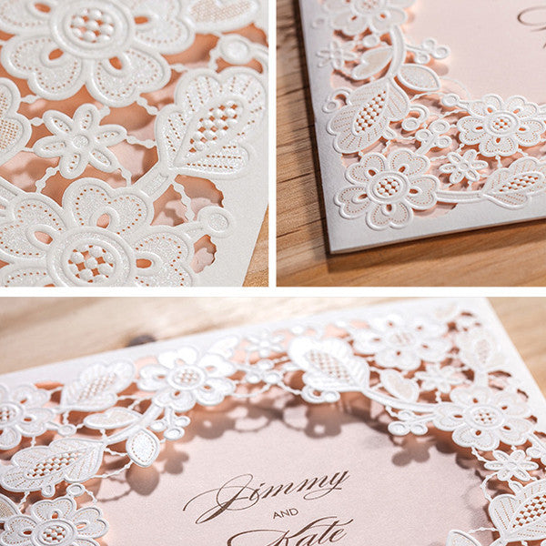 Cute and romantic white laser cut wedding invitations LC021_6