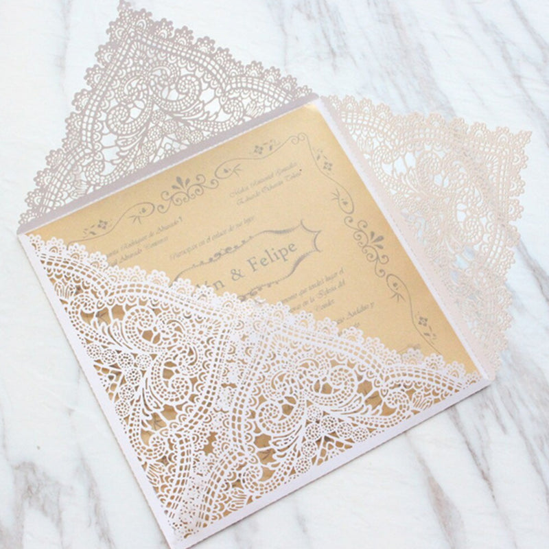 Elegant Lace Laser Cut Wedding Invitation Cards